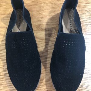 Lucky Brand perforated leather flats in black